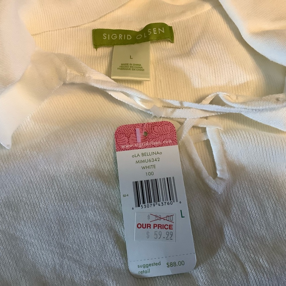 Sigrid Olsen white blouse size Large - Picture 6 of 6